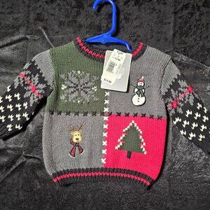 NWT Baby Holiday Patchwork Christmas Sweater – 0–3 Months
